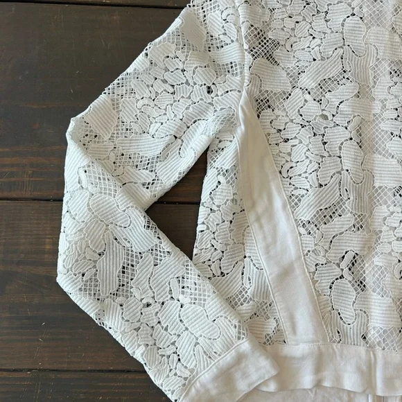 Three Dots Cotton Blend Crochet Lace Zip Lightweight Long Sleeve‎ Jacket Sz M - Picture 10 of 13